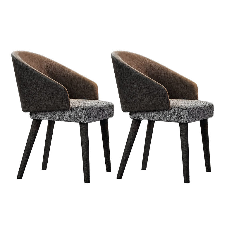 Contemporary Arm Chair Faux Leather Solid Back Dining Room Chair for Indoor