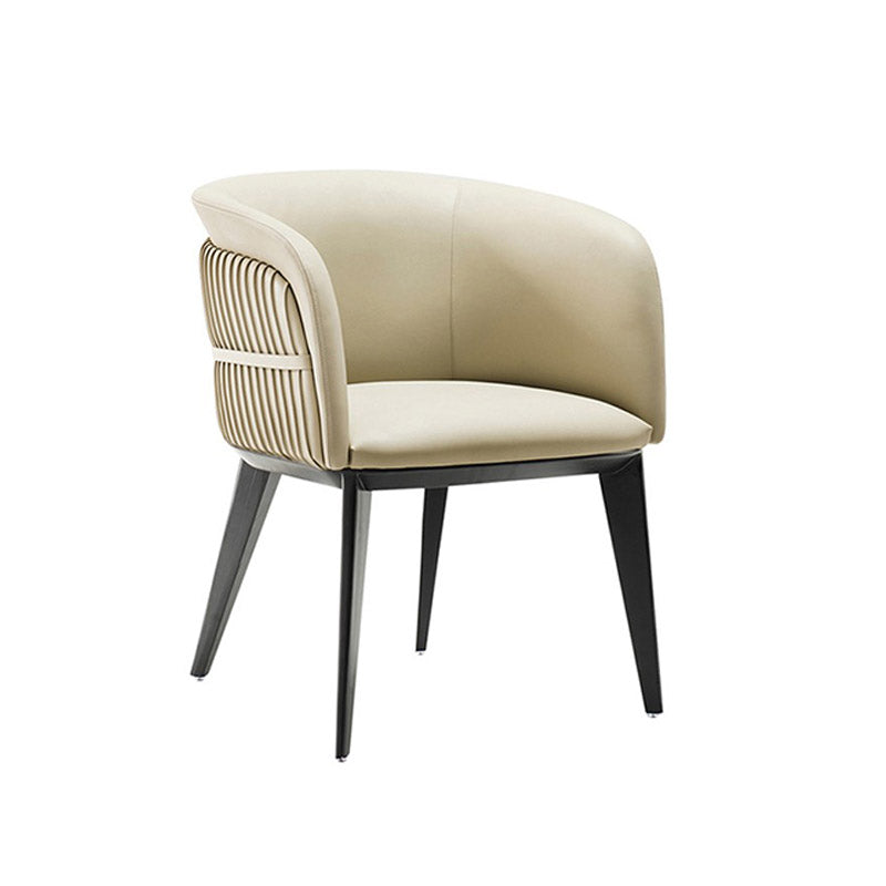 Contemporary Arm Chair Faux Leather Solid Back Dining Room Chair for Home