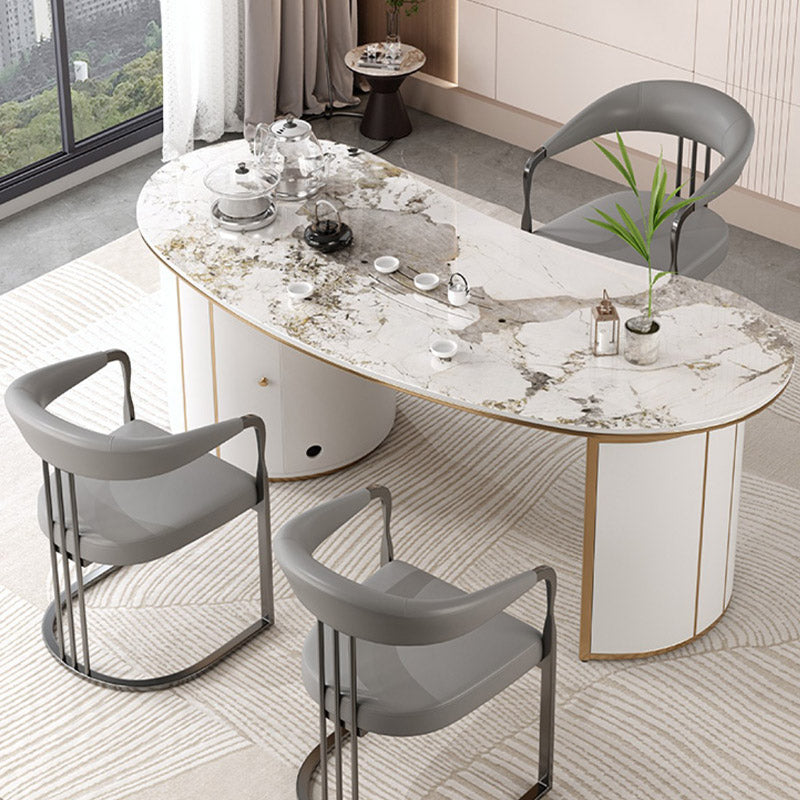 Glam Style Side Chair Metal Slat Back Dining Room Chair for Indoor