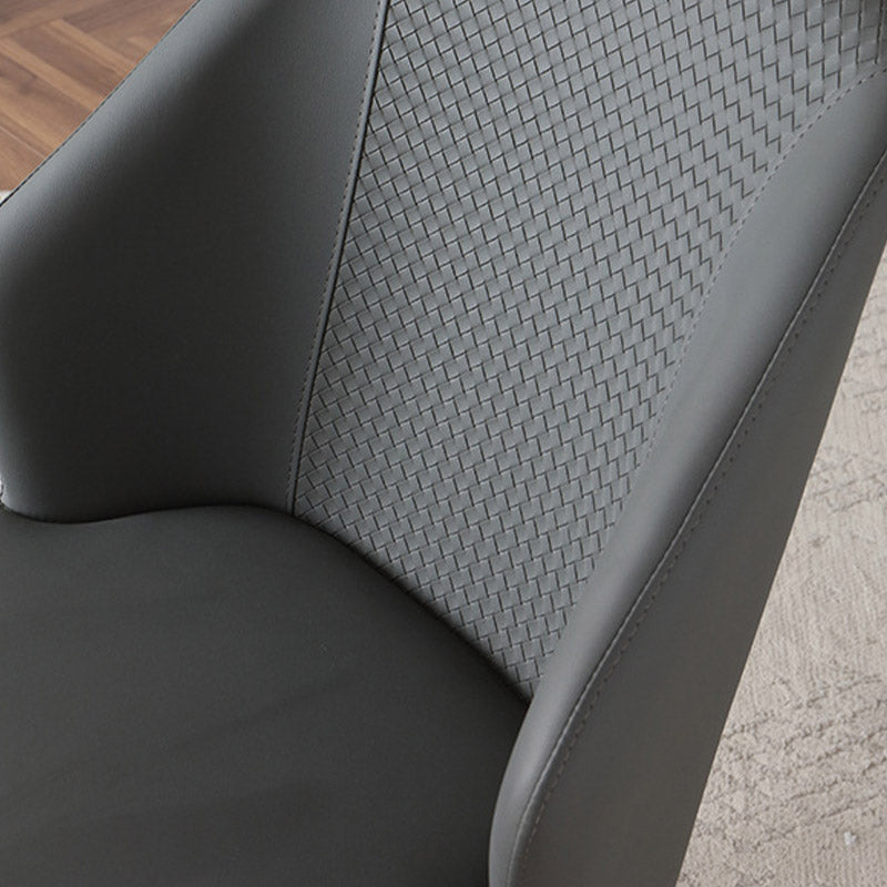 Contemporary Arm Chair Solid Back Metal Dining Room Chair for Indoor