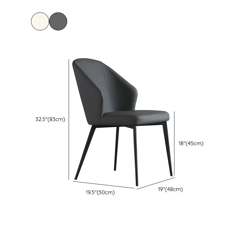 Contemporary Arm Chair Solid Back Metal Dining Room Chair for Indoor