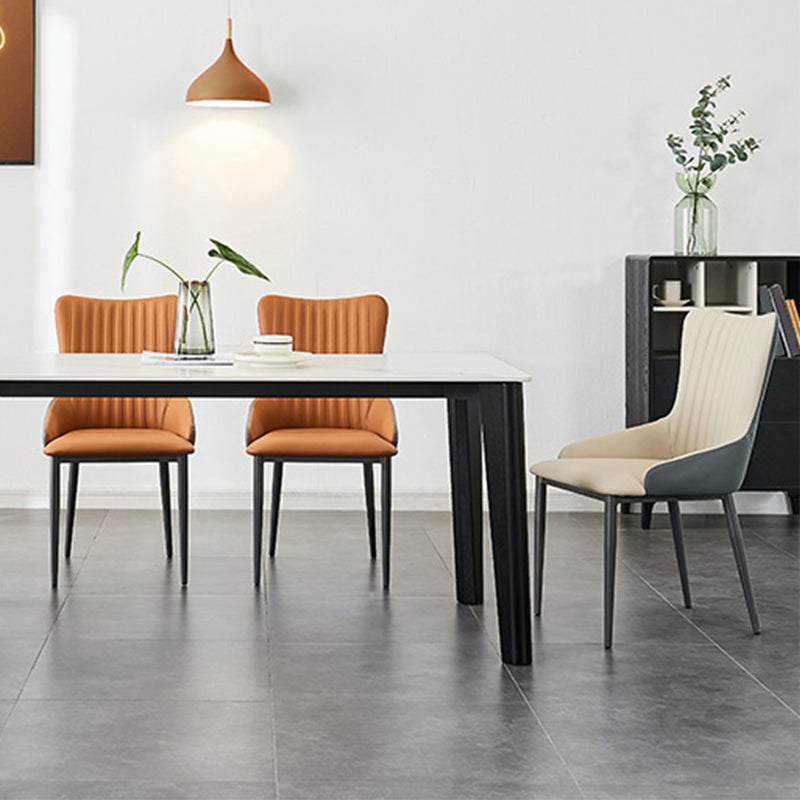 Industrial Arm Chair Solid Back Metal Dining Room Chair for Dining Room