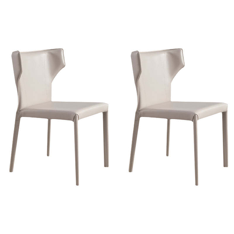 Contemporary Side Chair Solid Back Faux Leather Dining Room Chair for Indoor