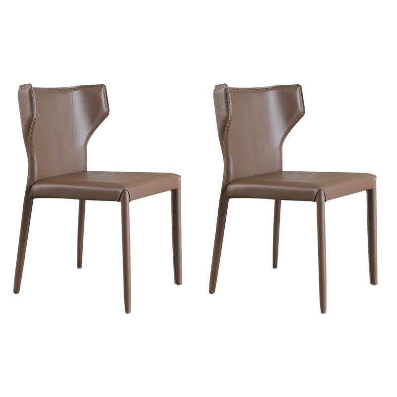 Contemporary Side Chair Solid Back Faux Leather Dining Room Chair for Indoor