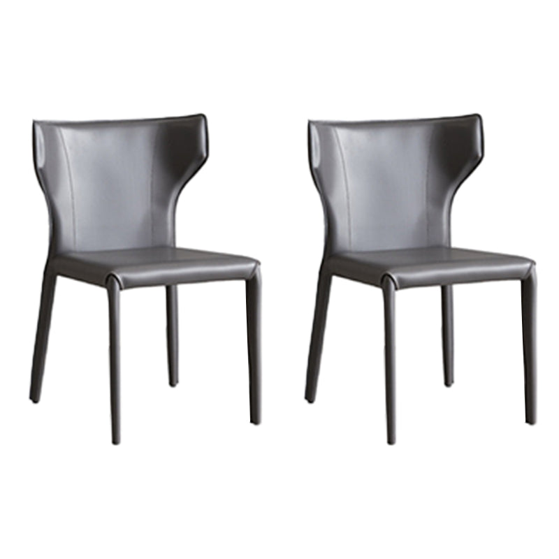 Contemporary Side Chair Solid Back Faux Leather Dining Room Chair for Indoor