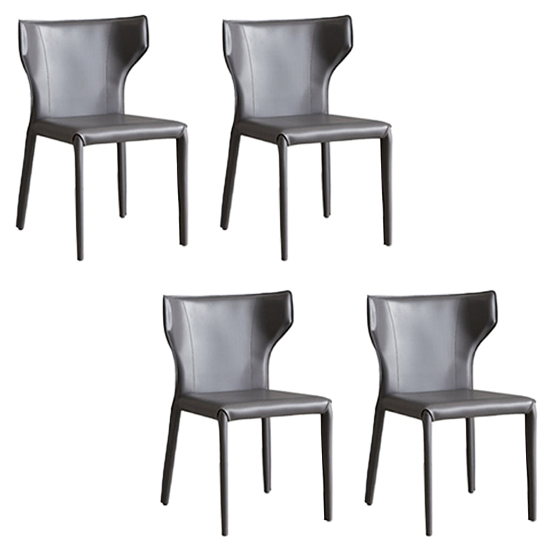 Contemporary Side Chair Solid Back Faux Leather Dining Room Chair for Indoor