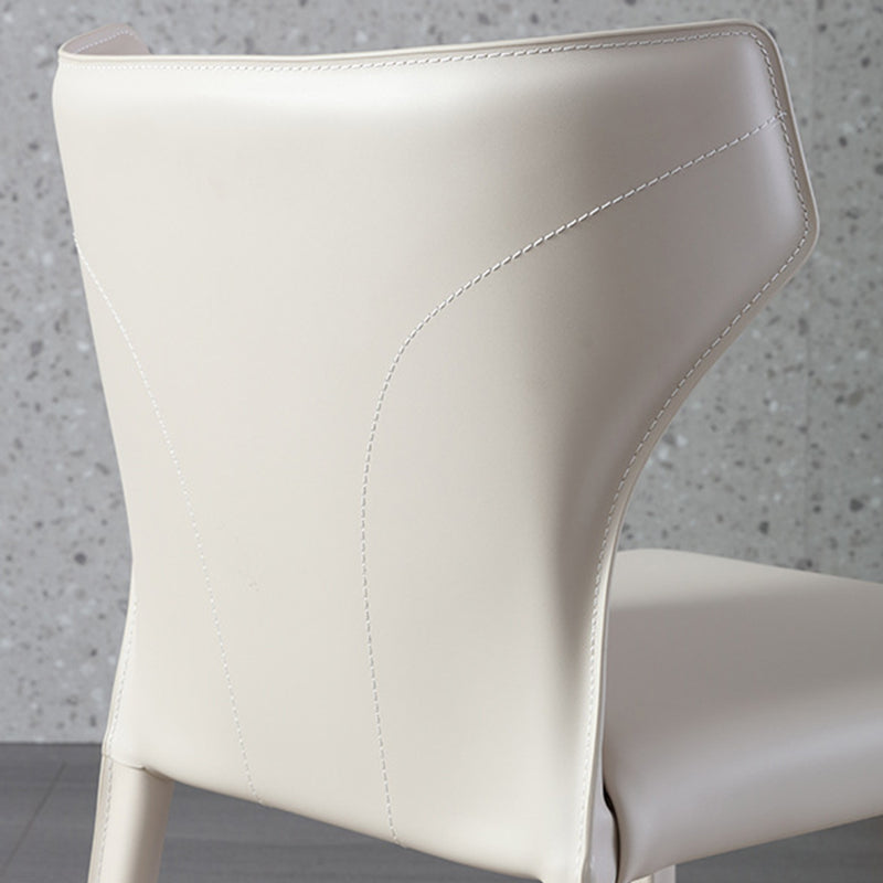Contemporary Side Chair Solid Back Faux Leather Dining Room Chair for Indoor