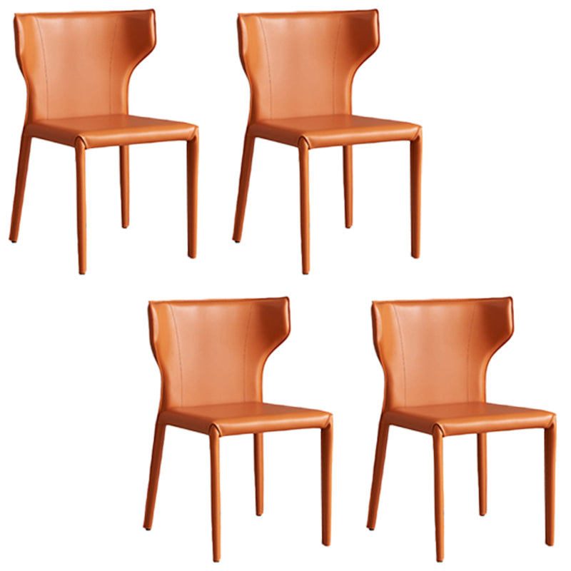 Contemporary Side Chair Solid Back Faux Leather Dining Room Chair for Indoor