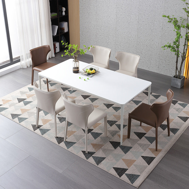 Contemporary Side Chair Solid Back Faux Leather Dining Room Chair for Indoor