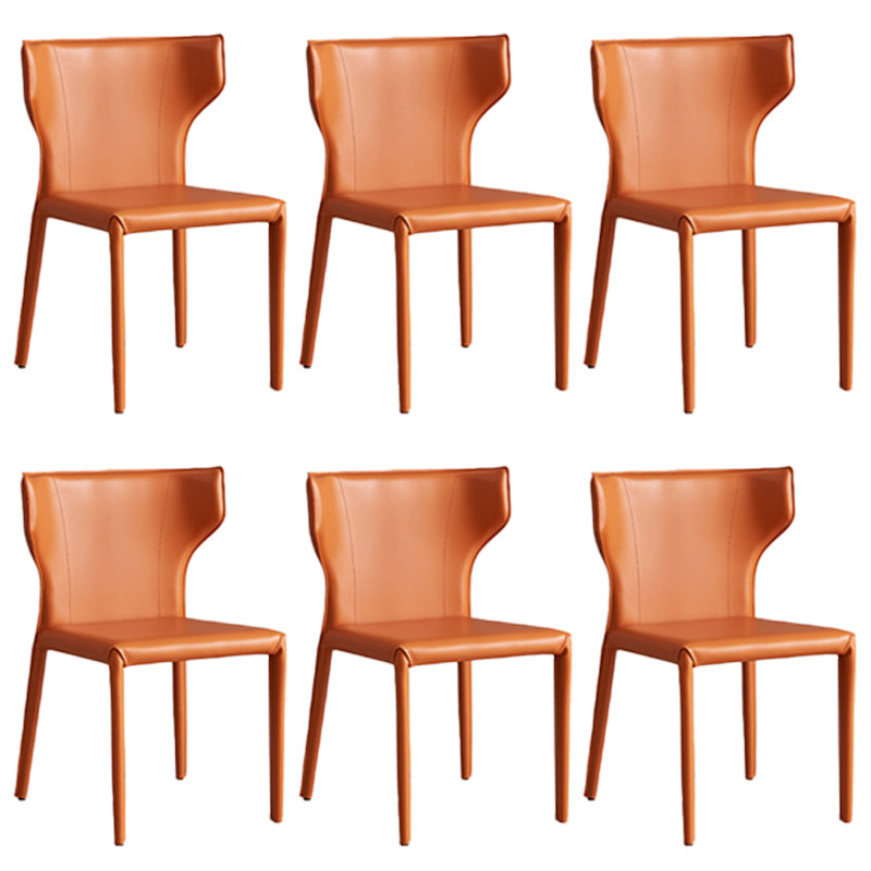 Contemporary Side Chair Solid Back Faux Leather Dining Room Chair for Indoor