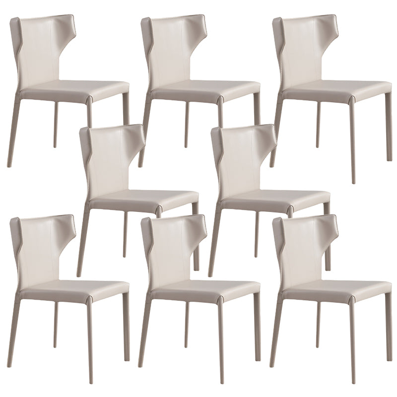 Contemporary Side Chair Solid Back Faux Leather Dining Room Chair for Indoor