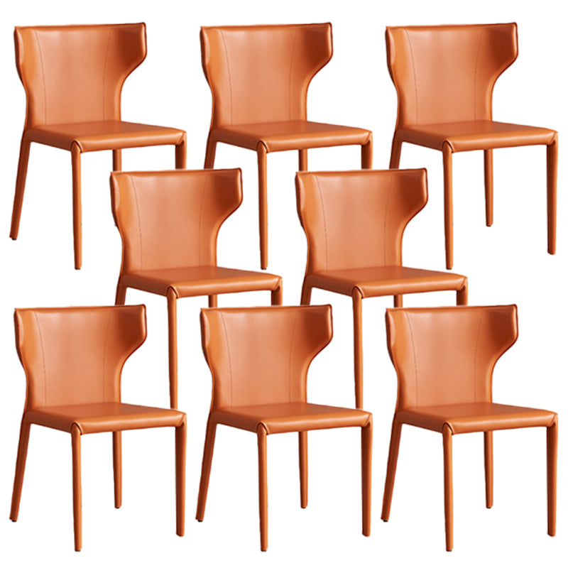 Contemporary Side Chair Solid Back Faux Leather Dining Room Chair for Indoor