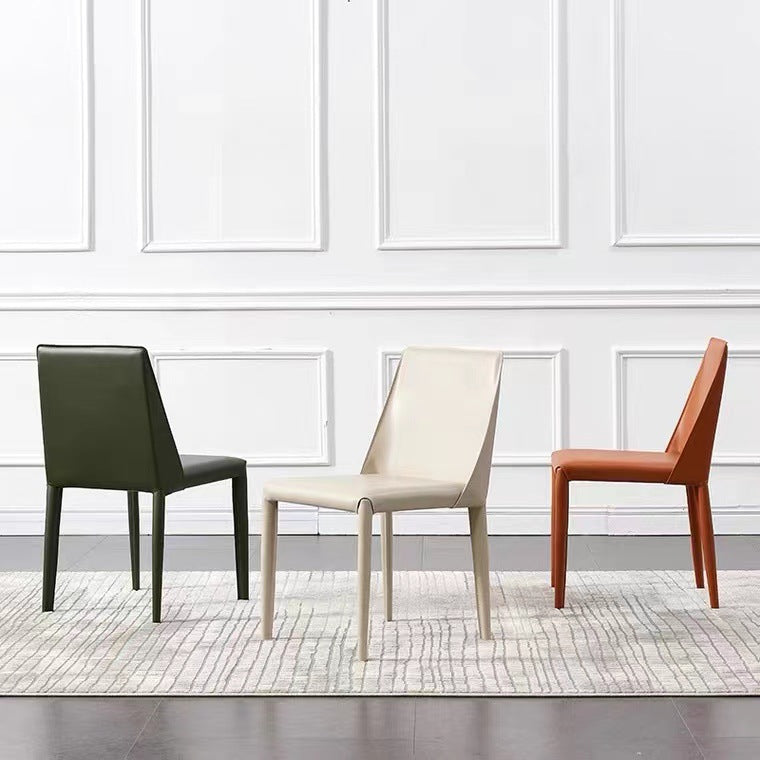 Contemporary Side Chair Faux Leather Solid Back Dining Room Chair for Indoor