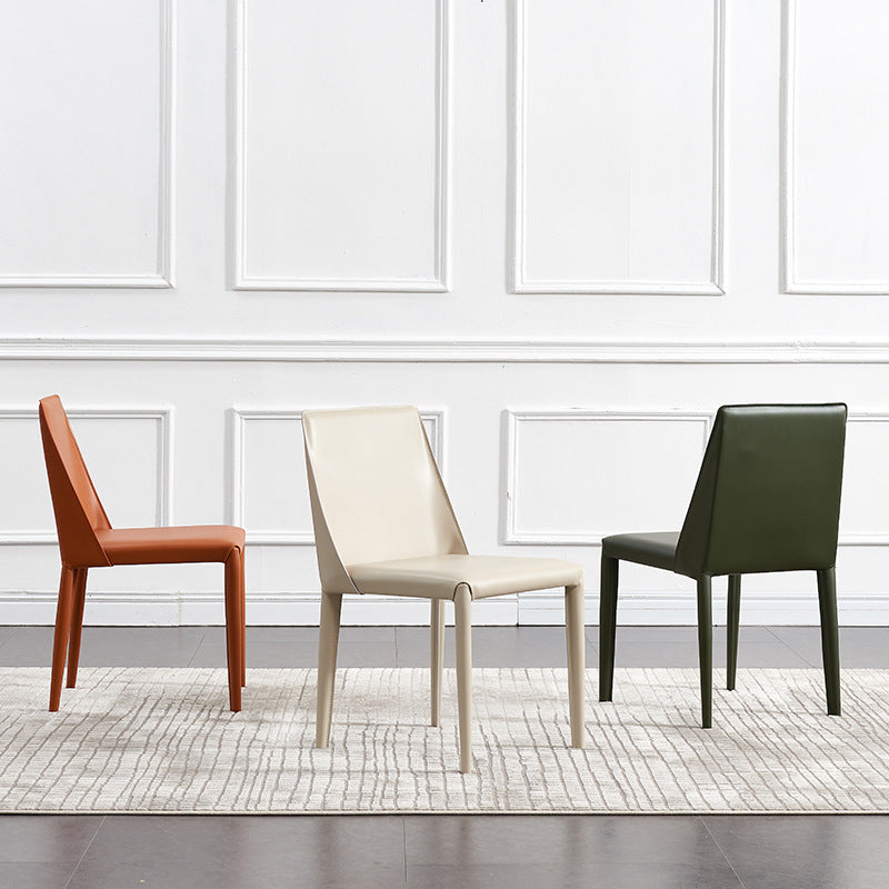 Contemporary Side Chair Faux Leather Solid Back Dining Room Chair for Indoor