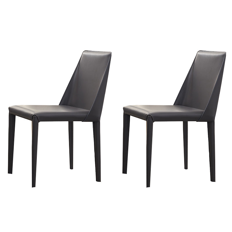 Contemporary Side Chair Faux Leather Solid Back Dining Room Chair for Indoor
