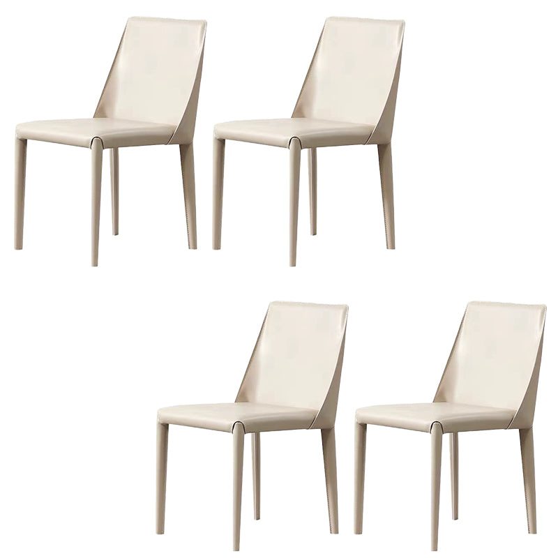 Contemporary Side Chair Faux Leather Solid Back Dining Room Chair for Indoor