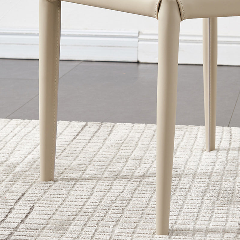 Contemporary Side Chair Faux Leather Solid Back Dining Room Chair for Indoor