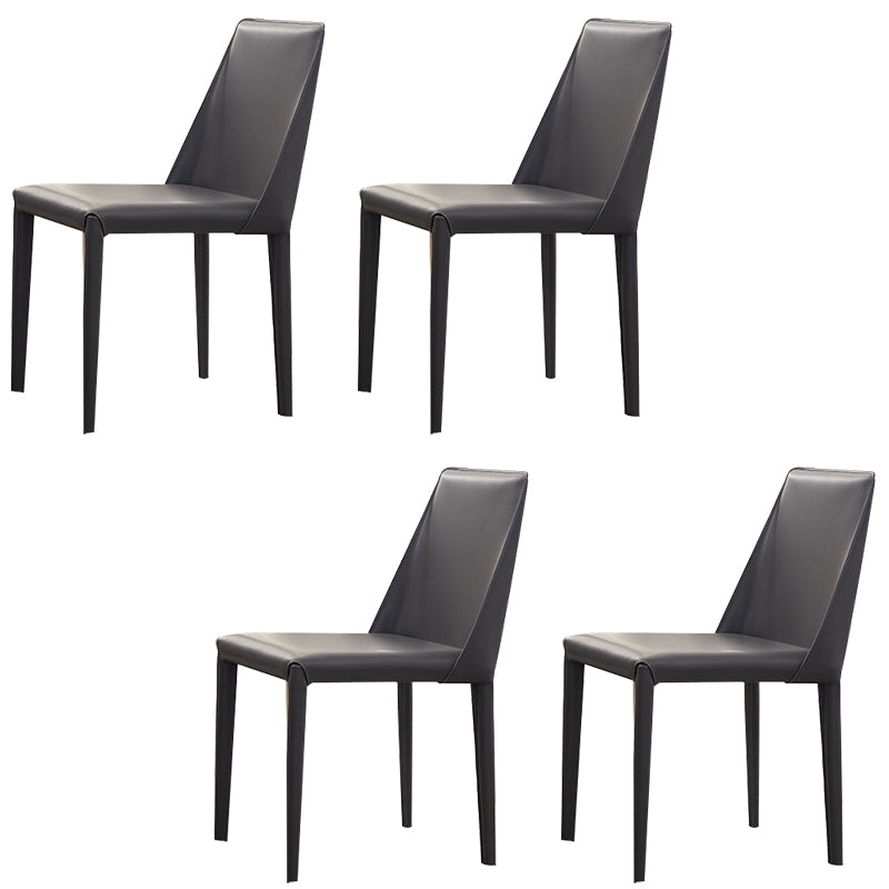 Contemporary Side Chair Faux Leather Solid Back Dining Room Chair for Indoor