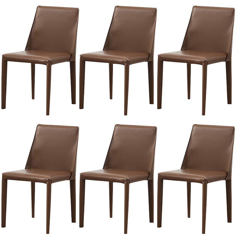 Contemporary Side Chair Faux Leather Solid Back Dining Room Chair for Indoor