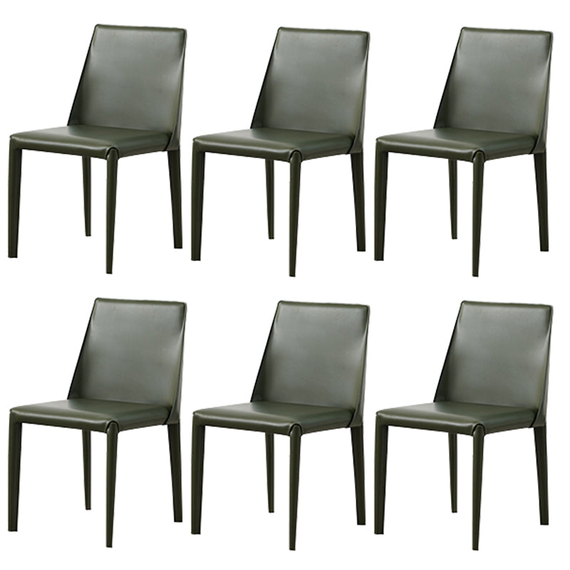 Contemporary Side Chair Faux Leather Solid Back Dining Room Chair for Indoor