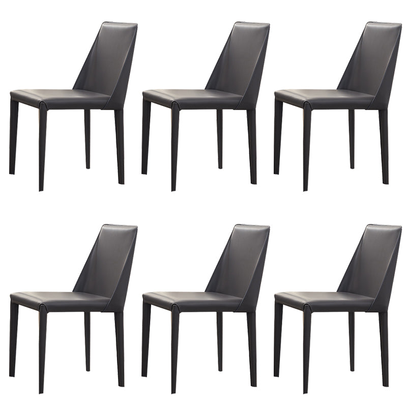 Contemporary Side Chair Faux Leather Solid Back Dining Room Chair for Indoor