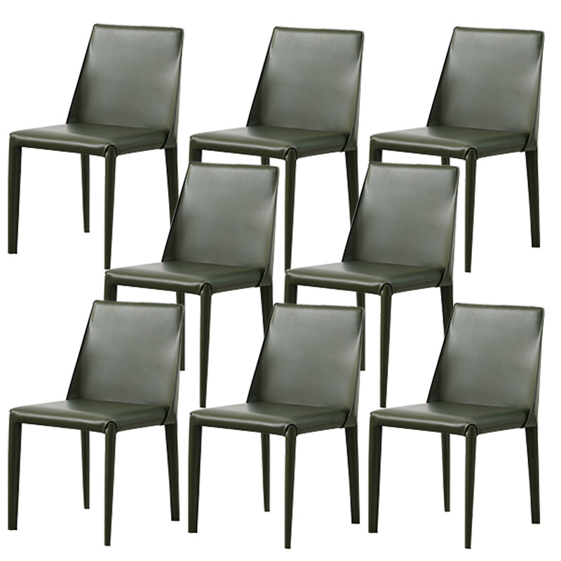 Contemporary Side Chair Faux Leather Solid Back Dining Room Chair for Indoor