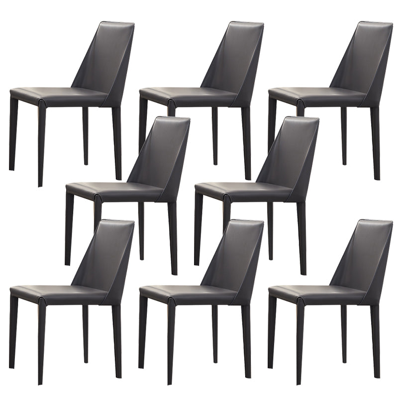 Contemporary Side Chair Faux Leather Solid Back Dining Room Chair for Indoor