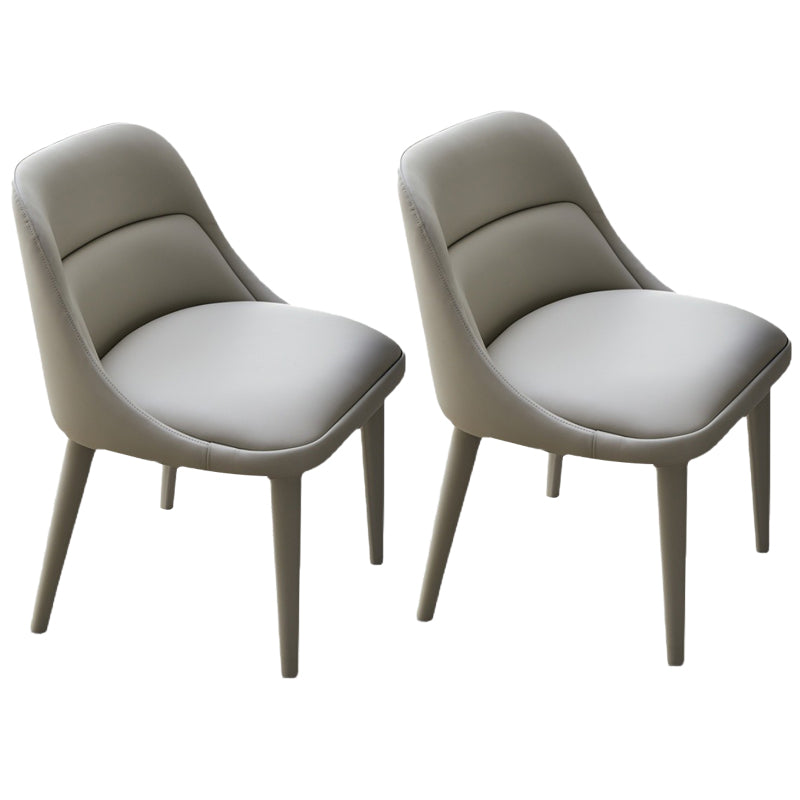 Modern Arm Chair Faux Leather Solid Back Dining Room Chair for Home
