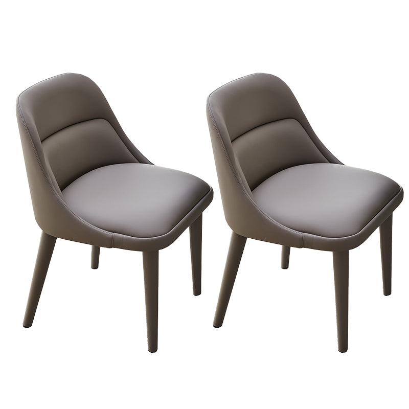 Modern Arm Chair Faux Leather Solid Back Dining Room Chair for Home