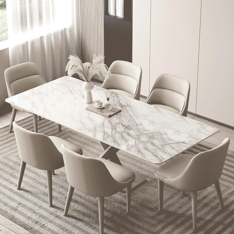 Modern Arm Chair Faux Leather Solid Back Dining Room Chair for Home