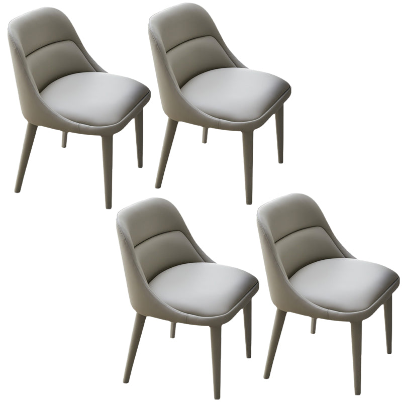 Modern Arm Chair Faux Leather Solid Back Dining Room Chair for Home