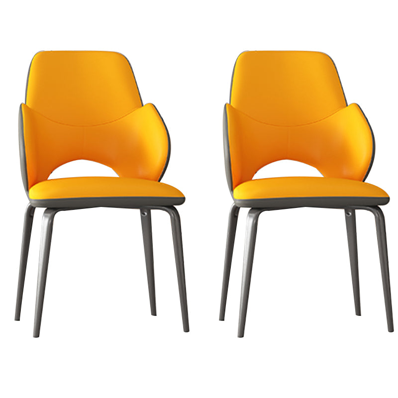 Modern Arm Chair Faux Leather Open Back Dining Room Chair for Kitchen