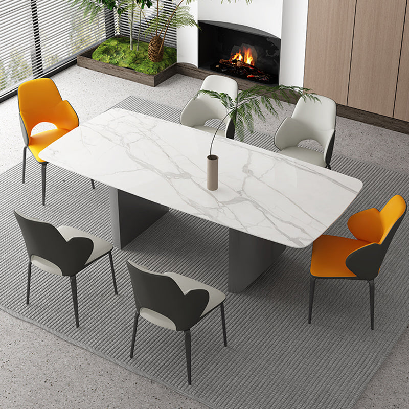 Modern Arm Chair Faux Leather Open Back Dining Room Chair for Kitchen