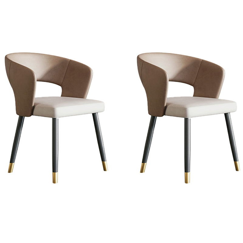 Modern Arm Chair Faux Leather Open Back Dining Room Chair for Indoor