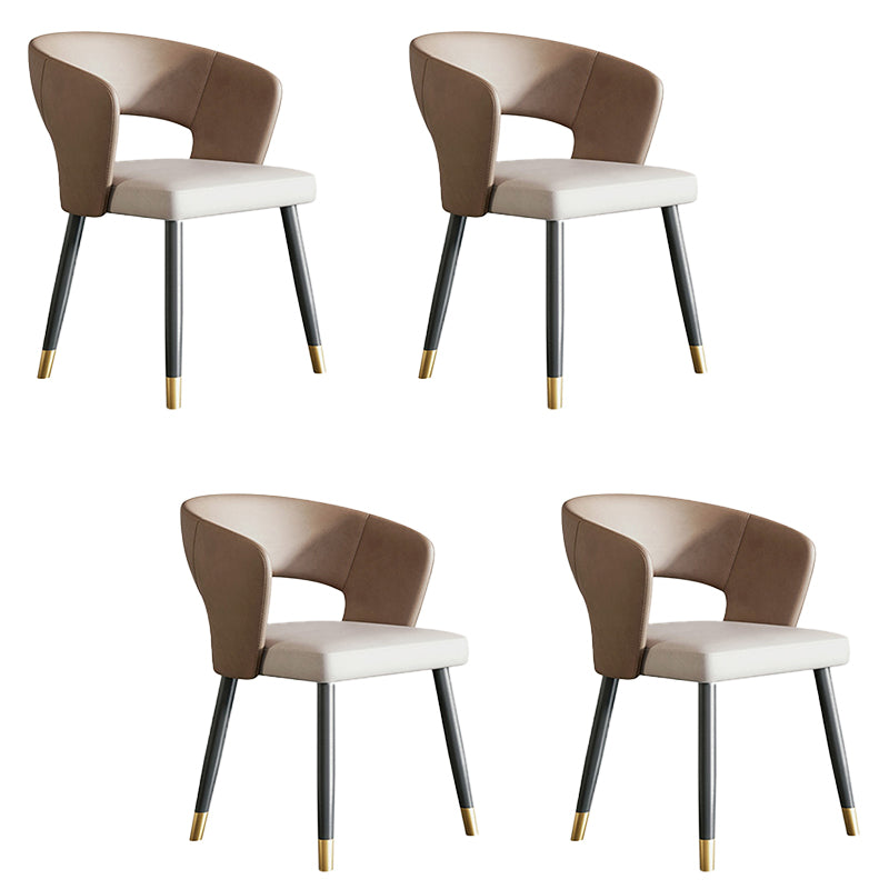 Modern Arm Chair Faux Leather Open Back Dining Room Chair for Indoor