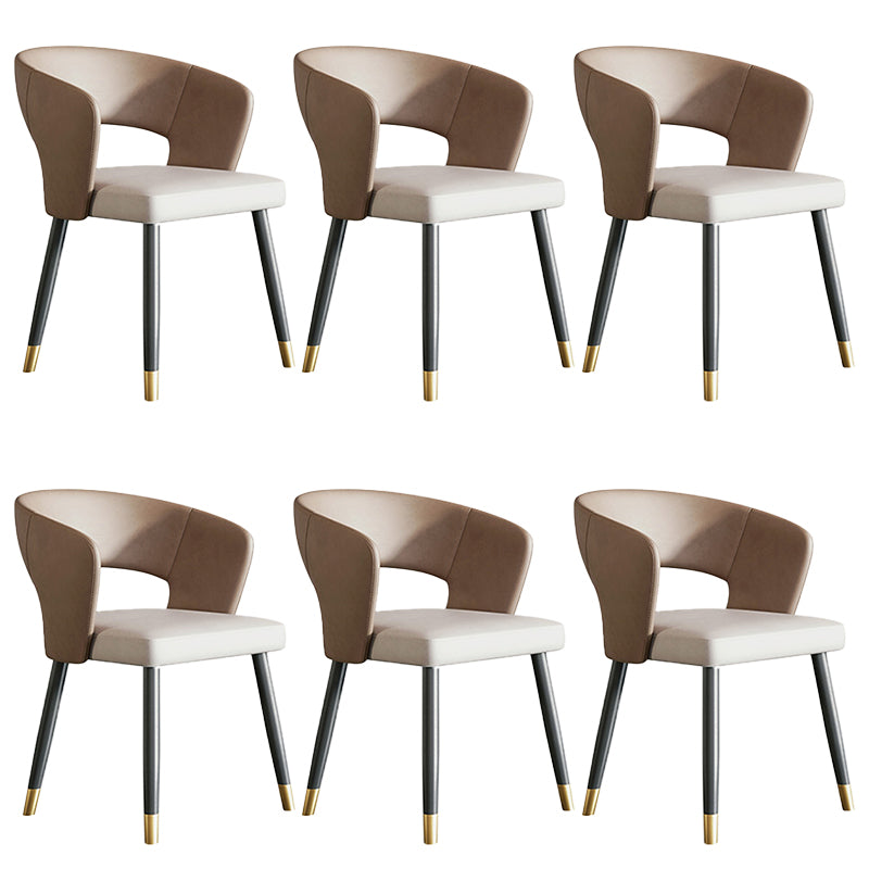 Modern Arm Chair Faux Leather Open Back Dining Room Chair for Indoor