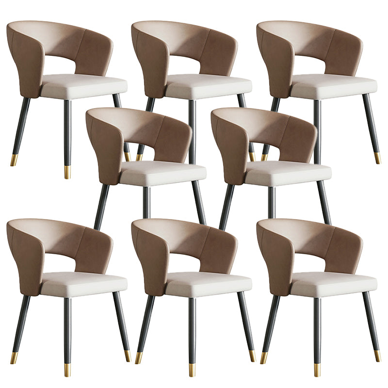 Modern Arm Chair Faux Leather Open Back Dining Room Chair for Indoor