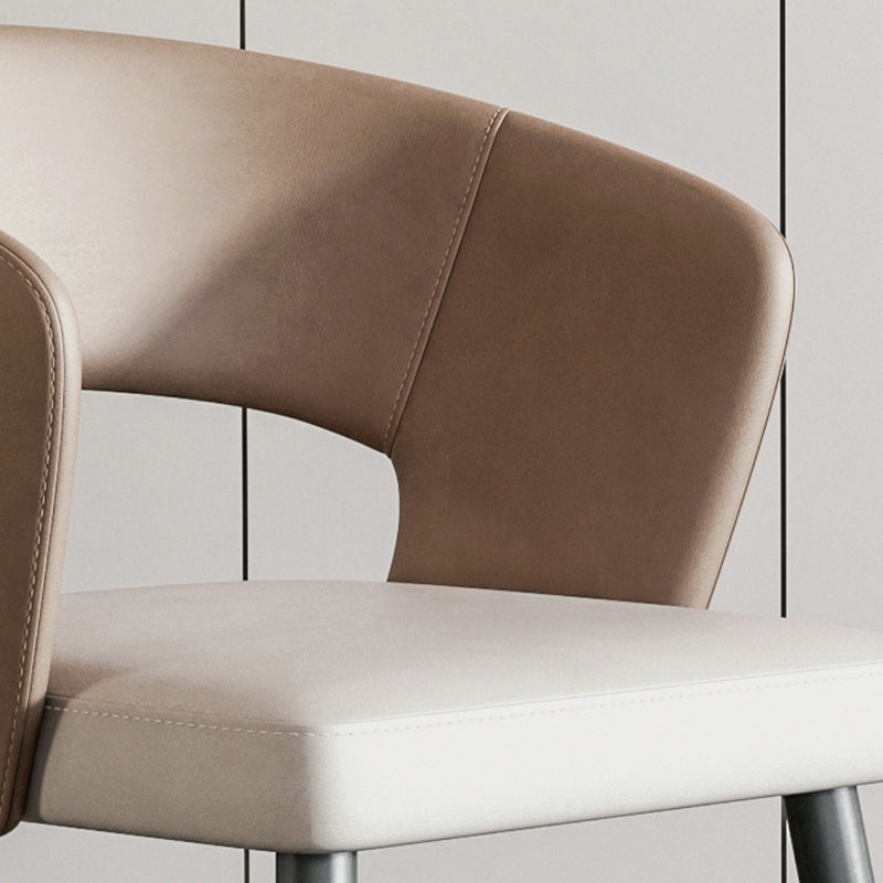 Modern Arm Chair Faux Leather Open Back Dining Room Chair for Indoor
