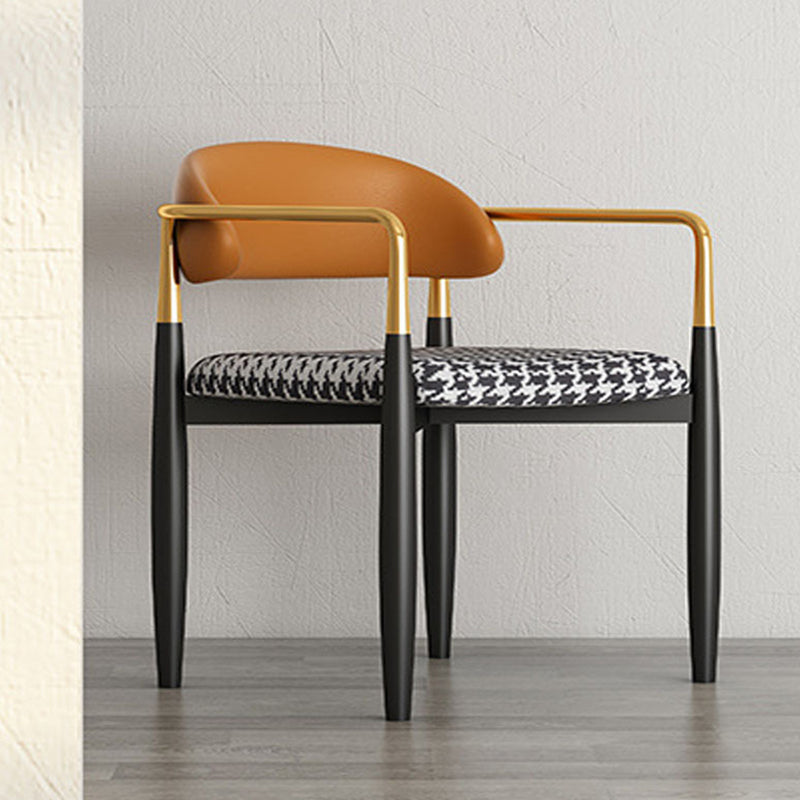 Glam Style Arm Chair Metal Open Back Dining Room Chair for Indoor