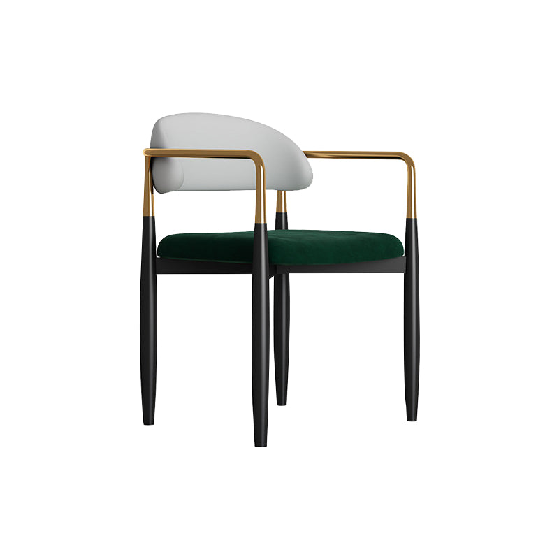 Glam Style Arm Chair Metal Open Back Dining Room Chair for Indoor
