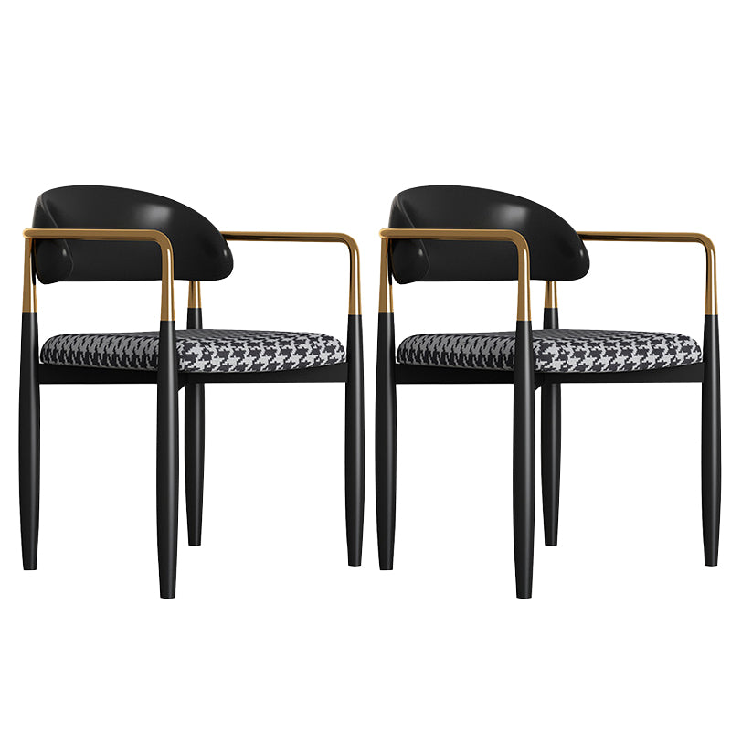 Glam Style Arm Chair Metal Open Back Dining Room Chair for Indoor