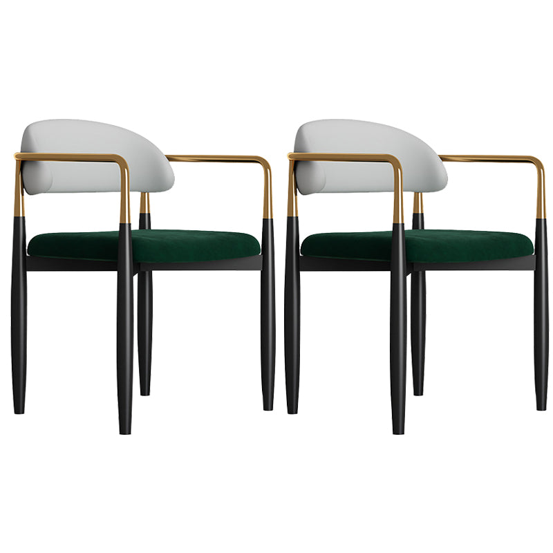 Glam Style Arm Chair Metal Open Back Dining Room Chair for Indoor