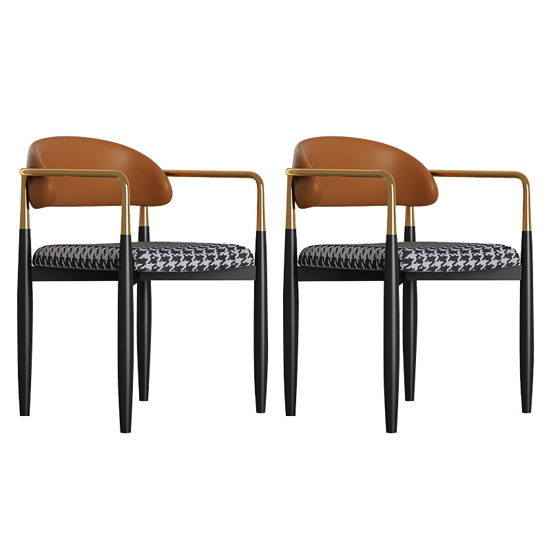 Glam Style Arm Chair Metal Open Back Dining Room Chair for Indoor