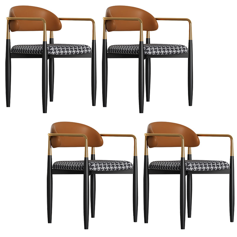 Glam Style Arm Chair Metal Open Back Dining Room Chair for Indoor