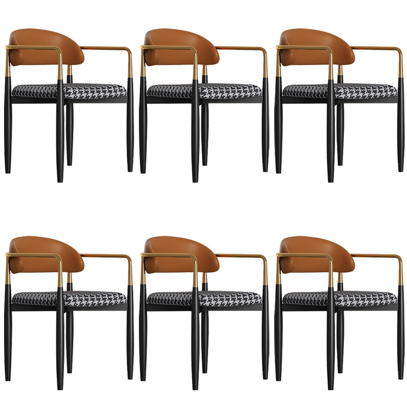 Glam Style Arm Chair Metal Open Back Dining Room Chair for Indoor