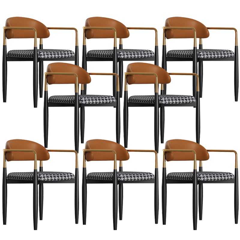 Glam Style Arm Chair Metal Open Back Dining Room Chair for Indoor