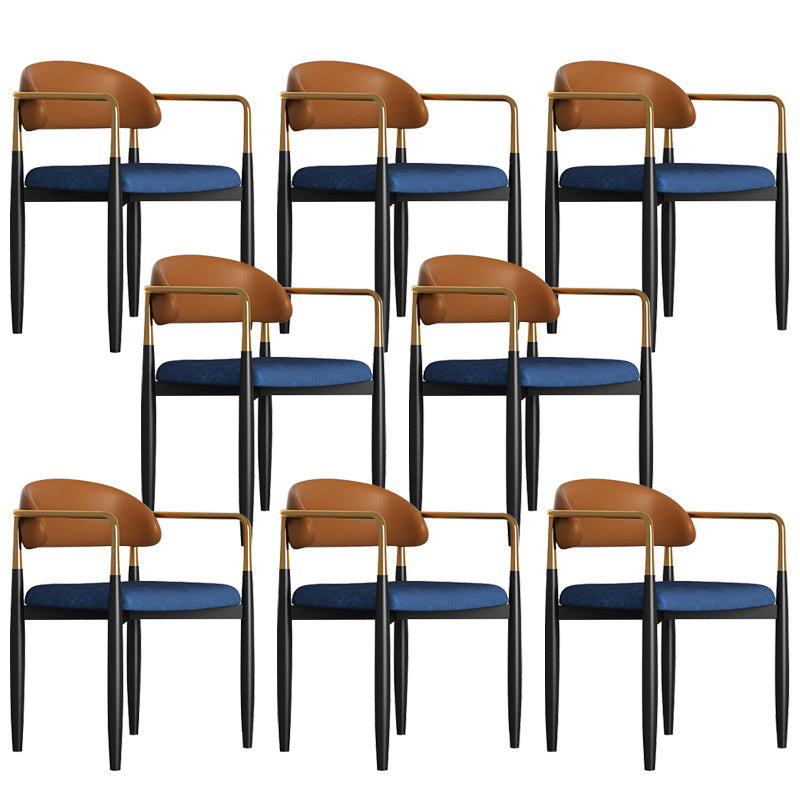 Glam Style Arm Chair Metal Open Back Dining Room Chair for Indoor