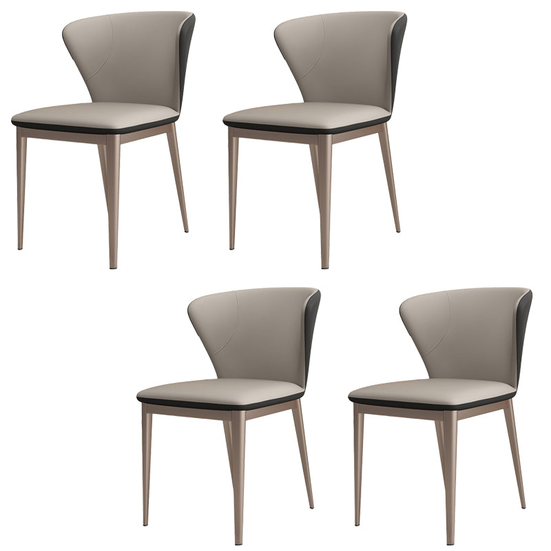 Contemporary Side Chair Faux Leather Solid Back Dining Room Chair for Kitchen