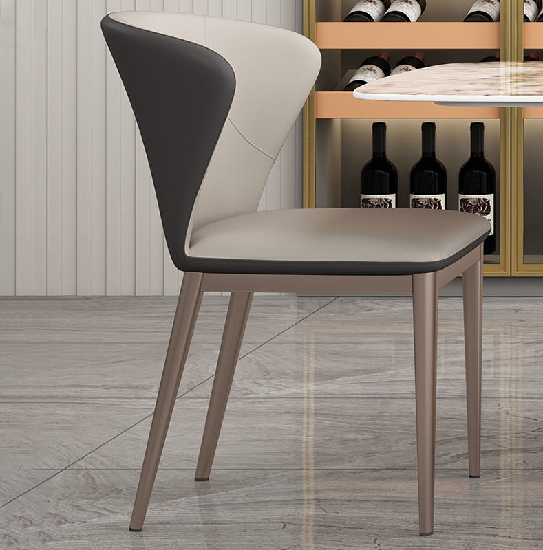 Contemporary Side Chair Faux Leather Solid Back Dining Room Chair for Kitchen