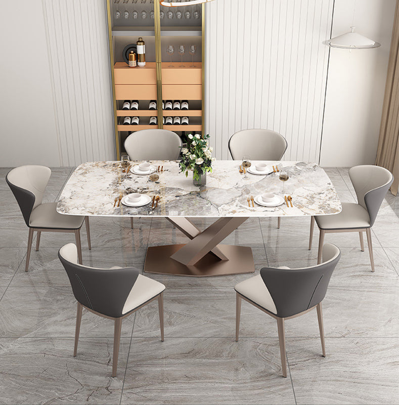 Contemporary Side Chair Faux Leather Solid Back Dining Room Chair for Kitchen